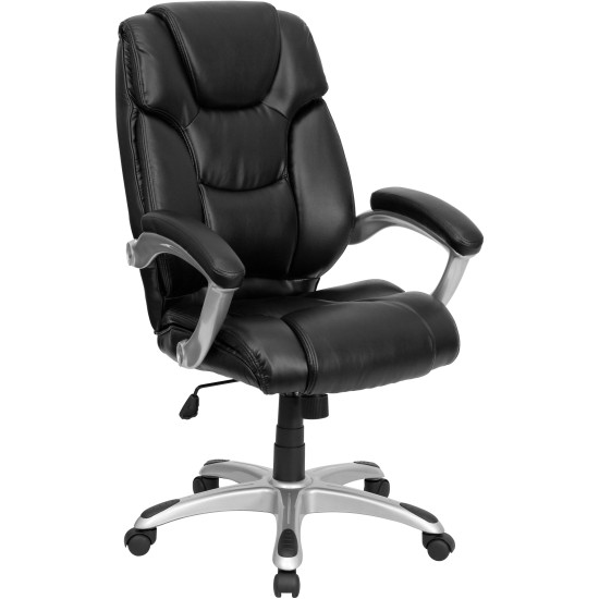 High Back LeatherSoft Layered Upholstered Executive Swivel Ergonomic Office Chair with Silver Nylon Base and Armsdo21 D0102HE29NG