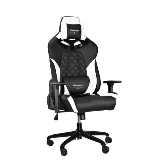 Xtrempro 22043 Leather RGB Lighted Gaming Race Style Office Chair with Ergonomic Swivel Seat Headrest & Lumbar Pillows R1 - Whitesog GCGN266